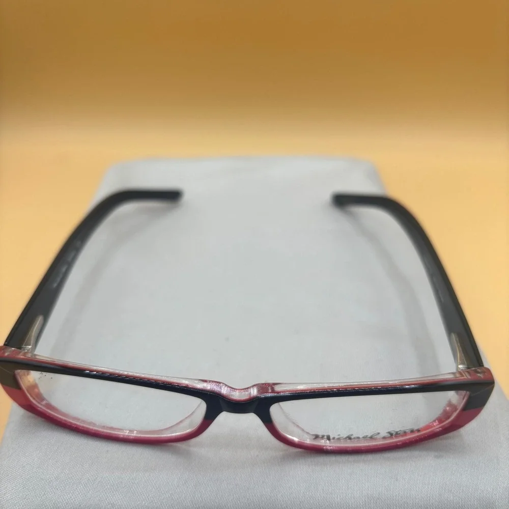 Michael Stars Upbeat Haute Pink Black Rectangular Eyeglass Frames 49-14-135